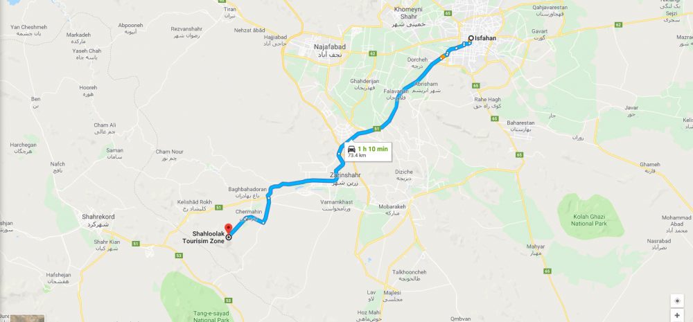 آبشار شاه لولاک بر روی نقشه گوگل
